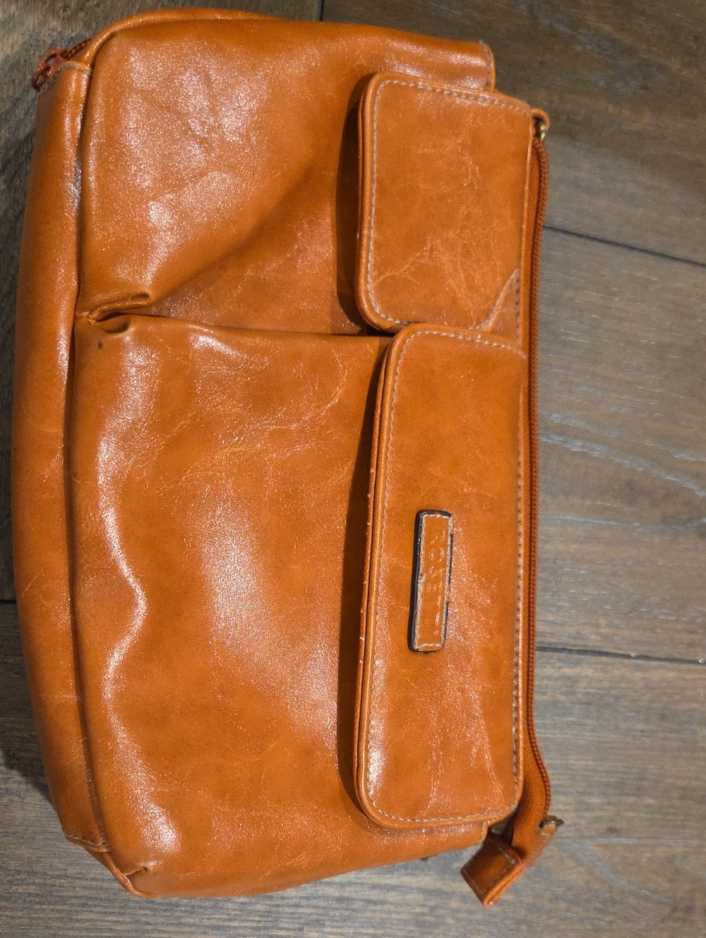 Rosetti Cognac Brown Leather Wristlet Clutch